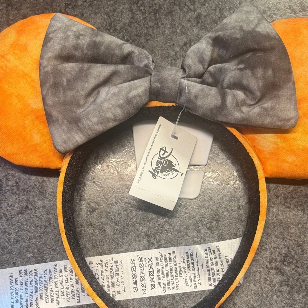 NWT Disney Halloween Mickey & Minnie Mouse Ears Headband Orange & Gray